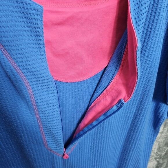 Intimate Essentials Women's Med Blue 1/2 Zip Short Sleeve Long Robe Side Slits - Picture 8 of 11